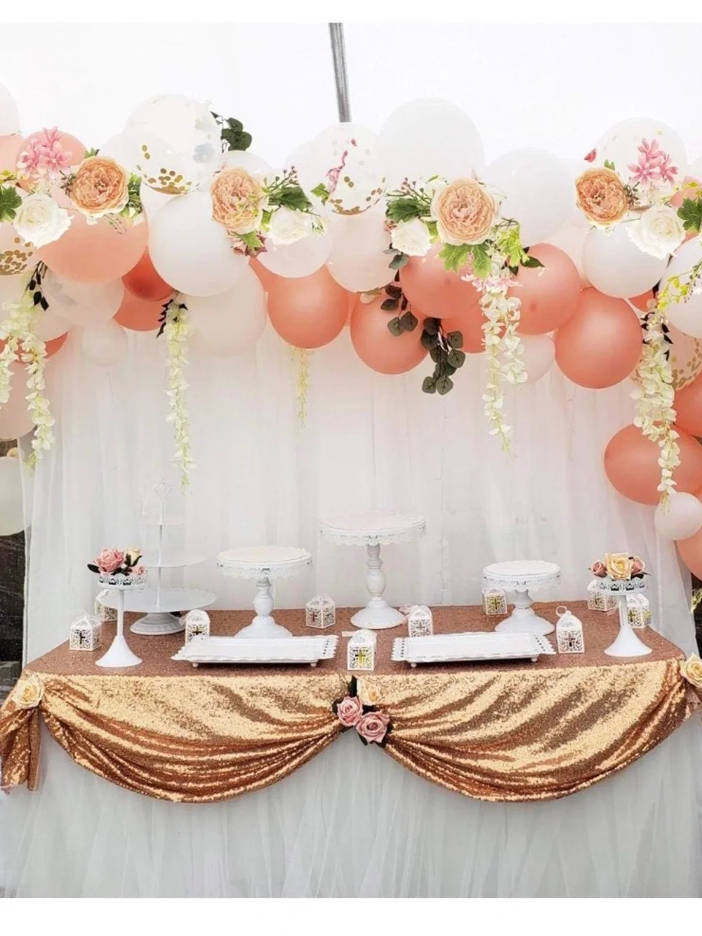 NIB Champagne Variety Peach and Pink Floral Garland - Wedding,Shower Arch 2 Pack